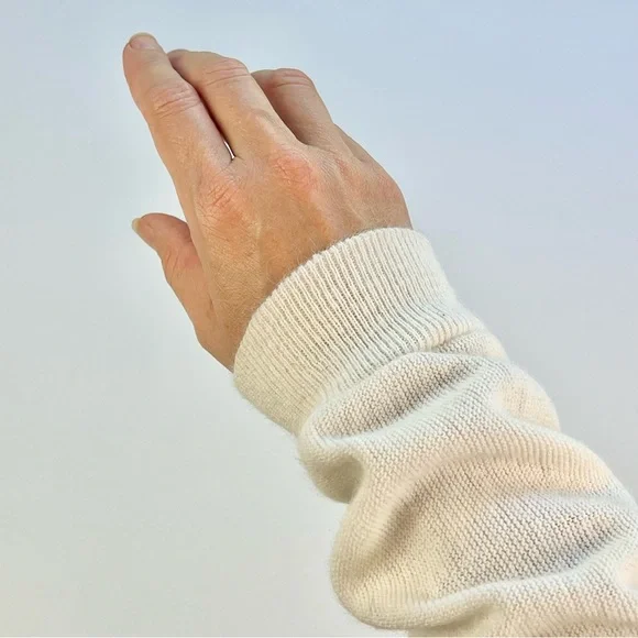 VINTAGE Button Down Cardigan Sweater - Eggshell White by CARMEL Made in USA - Picture 11 of 16